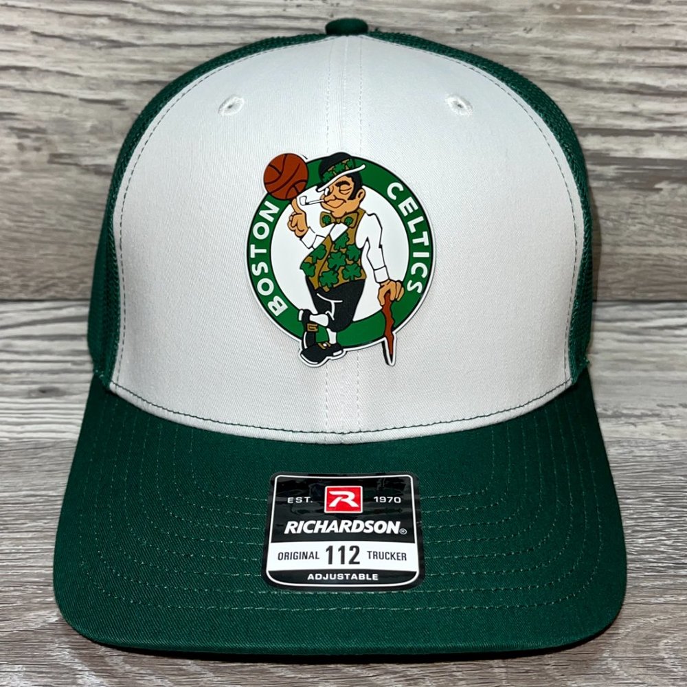 Boston Celtics 3D Snapback Trucker Hat- White/ Dark Green